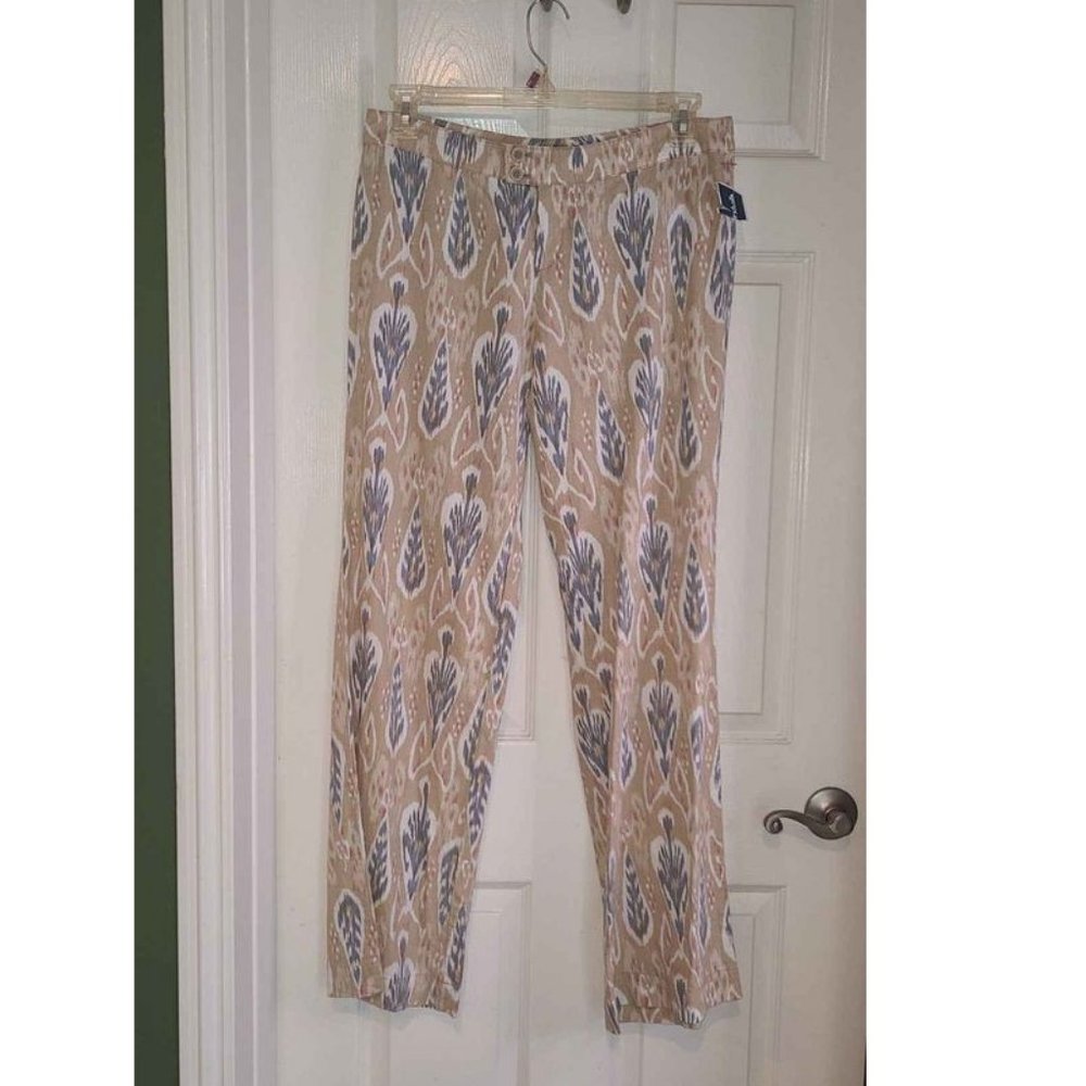 NWT Carole Little Linen Pants SIze 8 Southwest Print